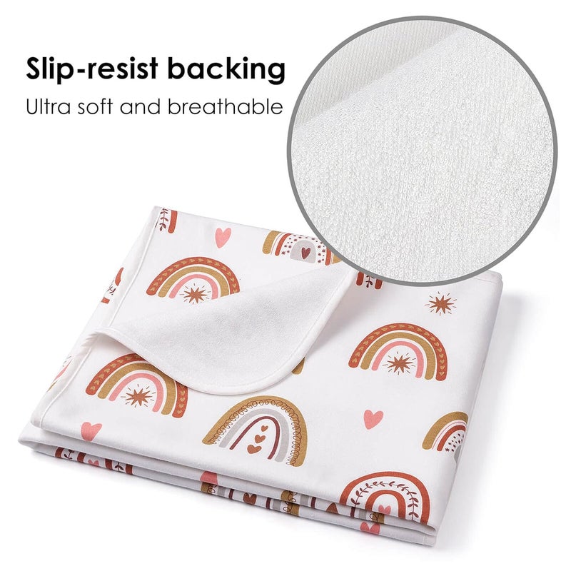 ROCCED Baby Bed Pad Waterproof Washable Reusable 31"x40" Large Toddler Mattress Protector Incontinence Pads Sheet Cover Underpads for Kids Adults and Pets Potty Training Mat-Rainbow - Image 3