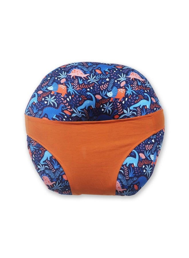 كراديل كروفت وسادة الرضاعة 5 في 1 مع غطاء قابل للفصل من القطن بنسبة 100% | وسادة الرضاعة الطبيعية بحزام وطوق، ديناصورات سعيدة، متعددة الألوان - Image 1