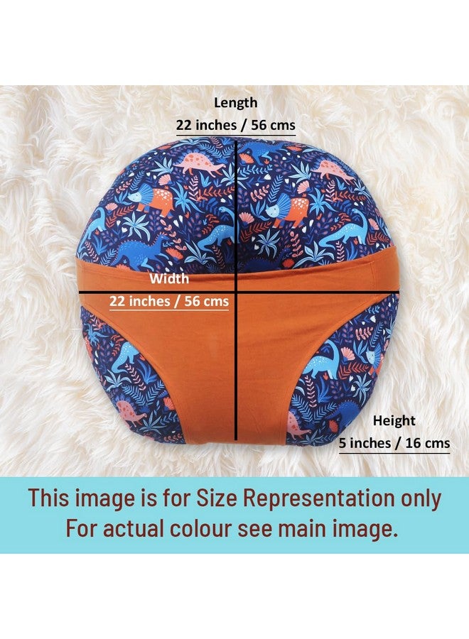 كراديل كروفت وسادة الرضاعة 5 في 1 مع غطاء قابل للفصل من القطن بنسبة 100% | وسادة الرضاعة الطبيعية بحزام وطوق، ديناصورات سعيدة، متعددة الألوان - Image 5