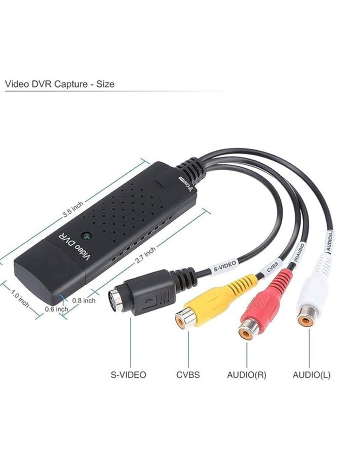 Easy CAP USB 2.0 Video Capture Adapter – Multicolour RCA/S-Video to USB Converter for VHS, VCR, DVD to Digital Recording – Plug & Play with Audio Support for Windows PCs - Image 4