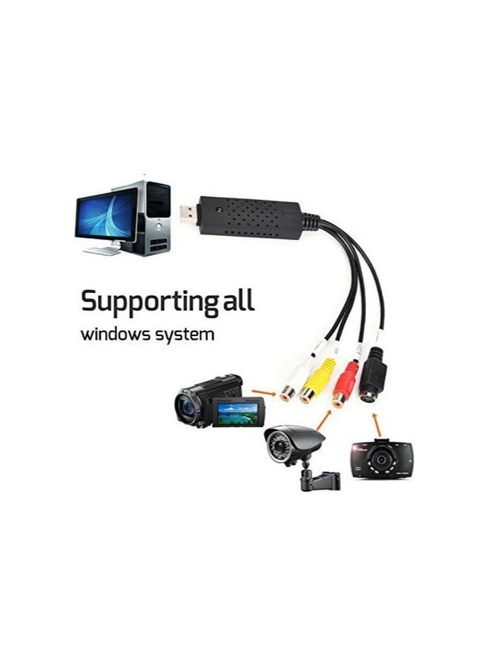 Easy CAP USB 2.0 Video Capture Adapter – Multicolour RCA/S-Video to USB Converter for VHS, VCR, DVD to Digital Recording – Plug & Play with Audio Support for Windows PCs - Image 5