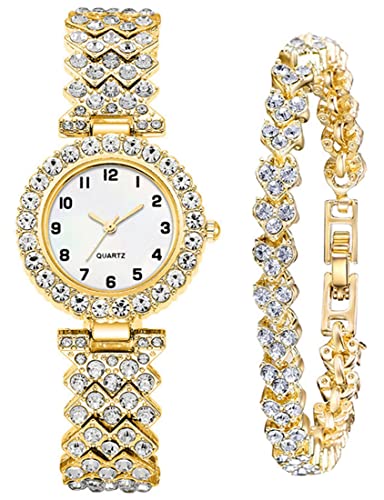 SENRUD Luxury Quartz Chain Bracelet Watches Women Crystal Diamonds Dress Female Waterproof Wristwatch Gold - Image 1