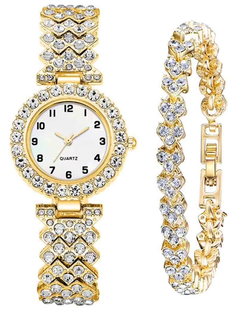 SENRUD Luxury Quartz Chain Bracelet Watches Women Crystal Diamonds Dress Female Waterproof Wristwatch Gold - Image 2