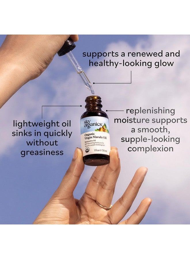 Sky Organics Organic Marula Oil For Face 100% Pure & Cold-Pressed Usda Certified Organic To Replenish, Balance & Boost Glow, 1 Fl. Oz