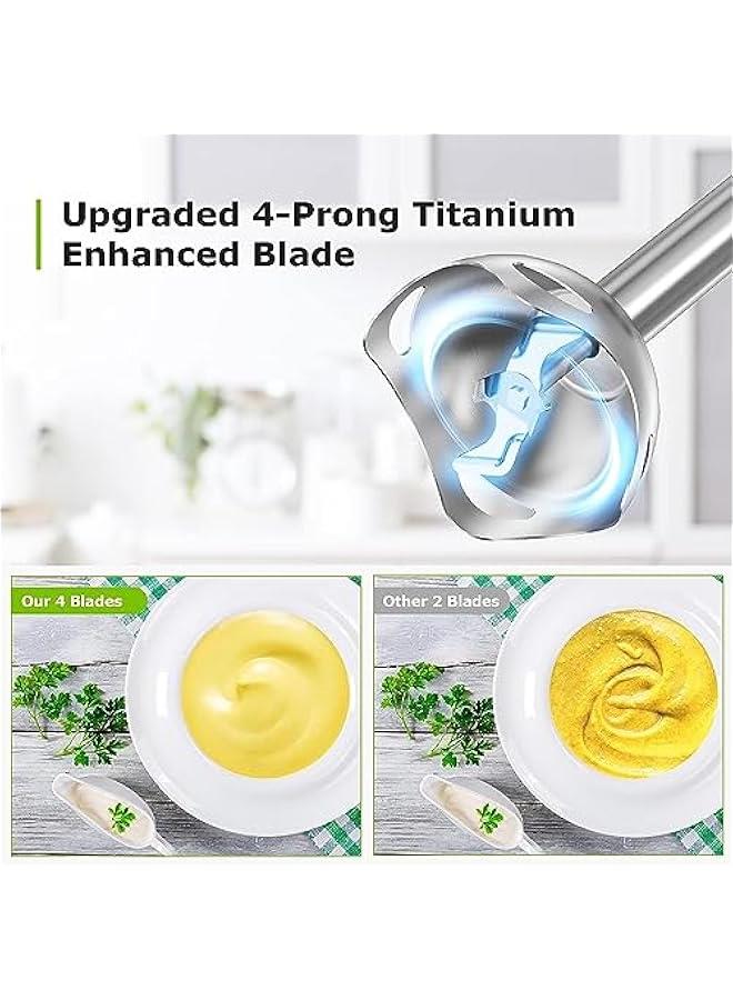 Beauenty Hand Blender, Multifunctional 4-in-1 Stick Mixer, 2-Speed, Stainless Steel, Titanium Plated Blade, includes 700ml Mixing Beaker, 500ml Chopper, Whisk Attachment with 1 Year Manufacturer Warranty Blac - Image 2
