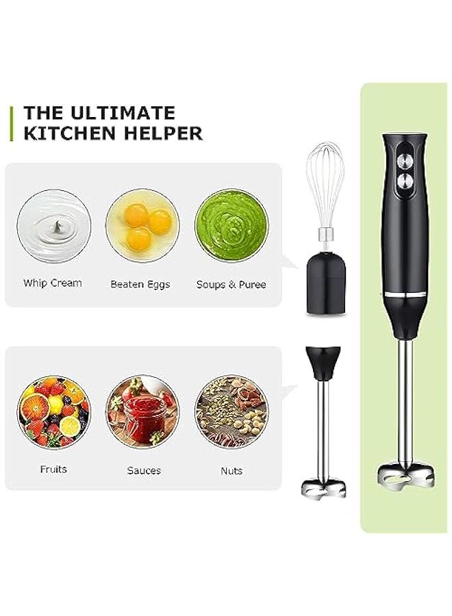 Beauenty Hand Blender, Multifunctional 4-in-1 Stick Mixer, 2-Speed, Stainless Steel, Titanium Plated Blade, includes 700ml Mixing Beaker, 500ml Chopper, Whisk Attachment with 1 Year Manufacturer Warranty Blac - Image 5
