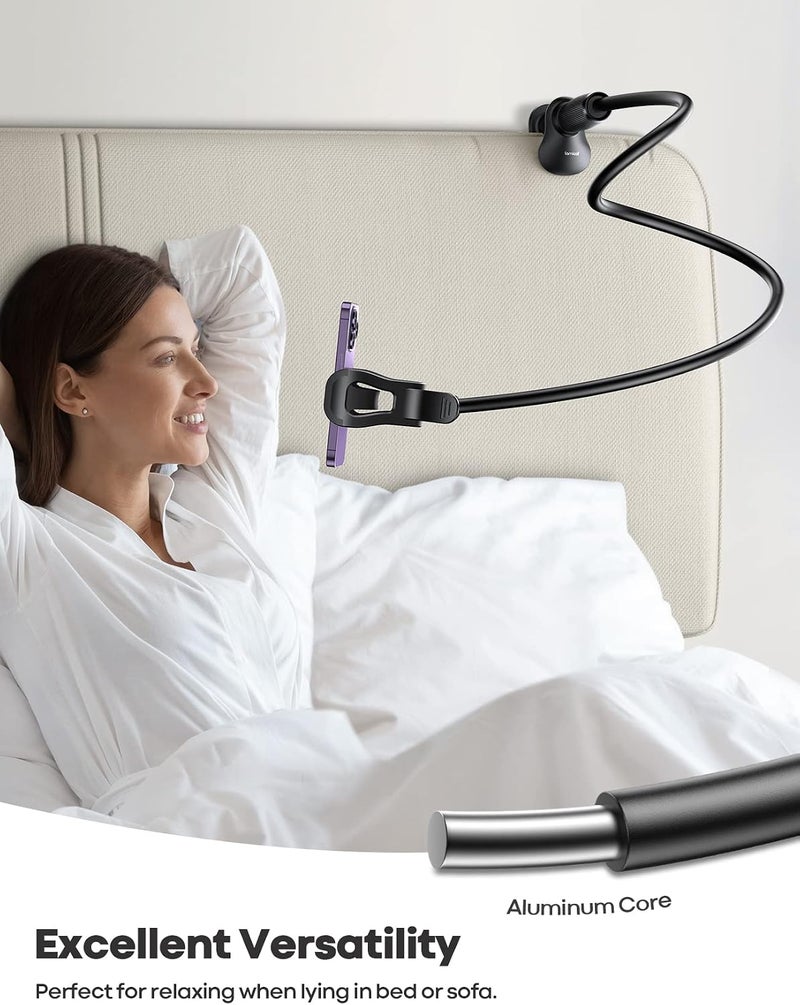 Lamicall Gooseneck Phone Holder for Bed - [Upgraded Stable Clip] for Desk, Headboard, Bed, Bedside, Table, Flexible Gooseneck Long Arm Stand, Overhead Cell Phone Clamp Mount, Gift for All 4-7” Device - Image 5