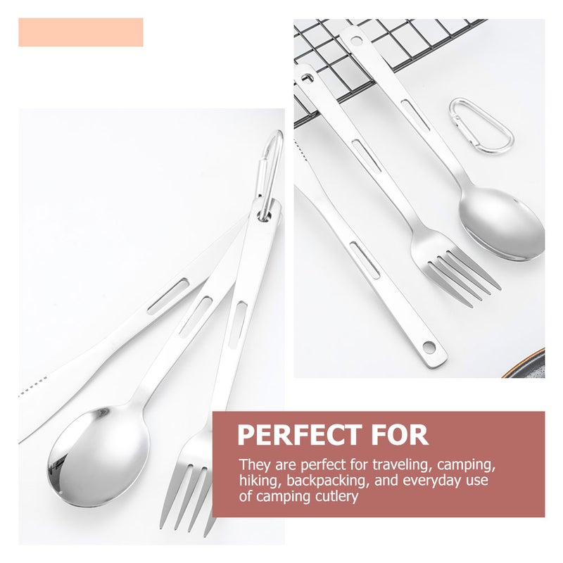 1 Set of Stainless Steel Fork Cutter Spoon Steak Tableware Portable Camping Flatware - Image 5