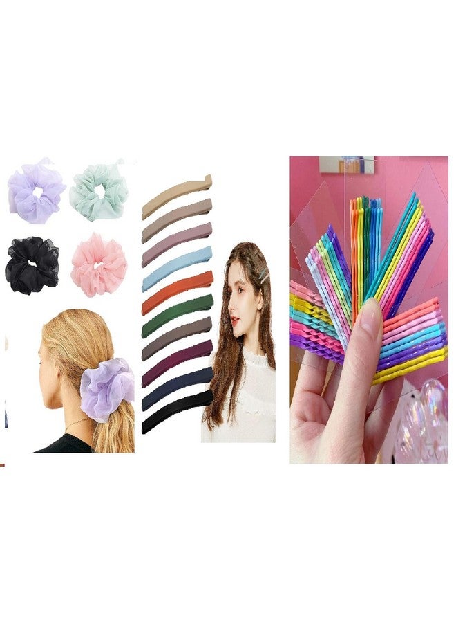 SUN Ring SUNRING Hair Ties, Elastic,Multicolour Hair pin, Pack of 50 Pcs hair scruncies bobby pins and mate flate clip for girls and womens - Image 1