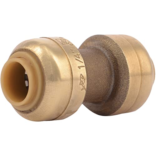 SharkBite 1/4 inch Coupling, Push to Connect Brass Plumbing Fitting, PEX Pipe, Copper, CPVC, PE-RT, HDPE, U004LFA - Image 1