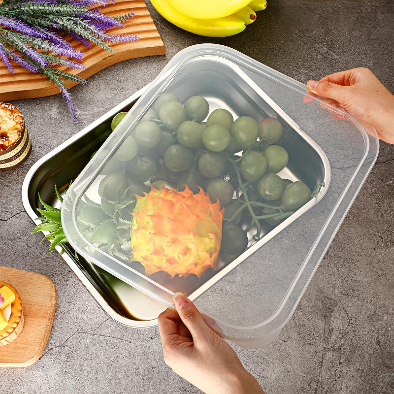 Suttmin 8 Pcs 304 Stainless Steel Food Storage Containers with Lids Hotel Pans Chicken Food Grade Pans Metal Meal Containers for Restaurant Stackable Kitchen Freezer Buffet (2.6 Inch Deep) - Image 5