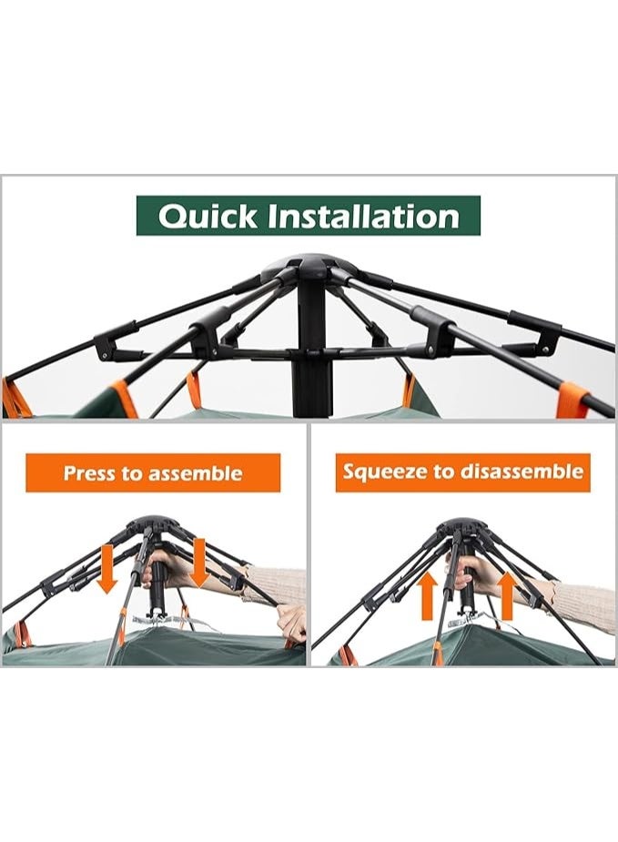 DEXO Automatic Pop-Up Instant Camping Tent 200x200x135cm – 4-Person Easy Setup Tent with UV Protection, Waterproof, Lightweight Travel Tent for Camping, Hiking & Festivals - Image 3