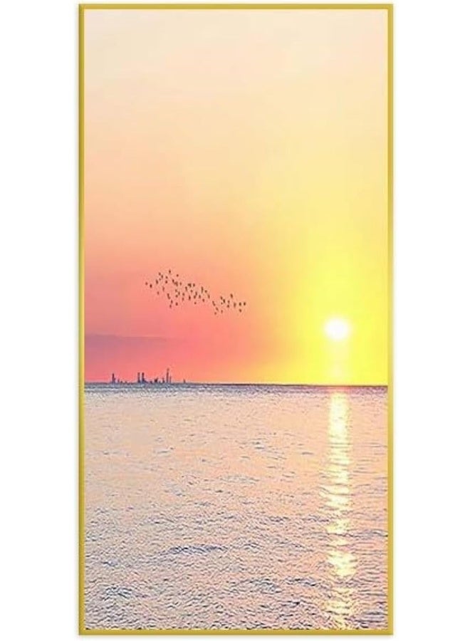 Bliss Vie BLISS VIE Natural minimalist landscape contemporary Luxury Style Wall Painting Wall Art for Bedroom Living Room, with Premium Crystal Porcelain Alluminium Alloy Frame (Sea Sunset, 50x100 cm)  - Image 1