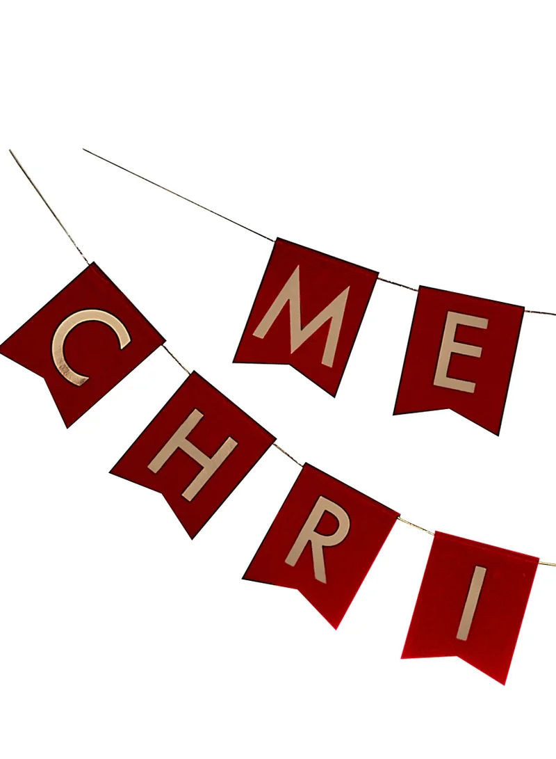 Ginger Ray Ginger Ray Gold Foiled Red Velvet Festive Bunting for Holiday Party Decor