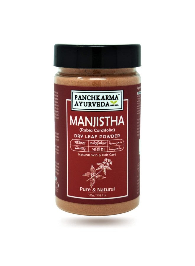 PANCHKARMA AYURVEDA Herbal & Natural Manjistha Leaf Powder (Rubia Cordifolia) For Fairness Sun-Tan Acne-Spot Face Pack & Hair Shine Anti Hair-Fall Hair Pack (100G)