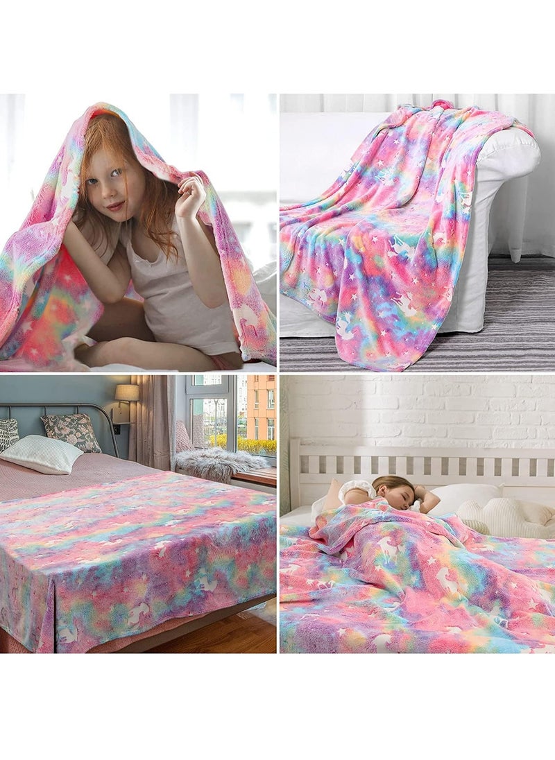 JOMILA Glow in The Dark Blanket Unicorn Gifts for Girls Toys for 2 3 4 5 6 7 8 9 10 Year Old Girl Gifts Soft Kids Blankets  - Image 2