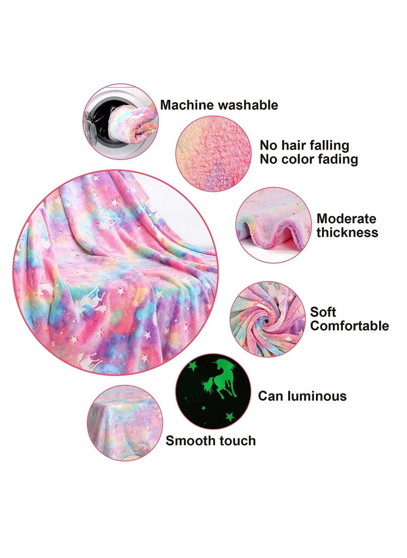 JOMILA Glow in The Dark Blanket Unicorn Gifts for Girls Toys for 2 3 4 5 6 7 8 9 10 Year Old Girl Gifts Soft Kids Blankets  - Image 4