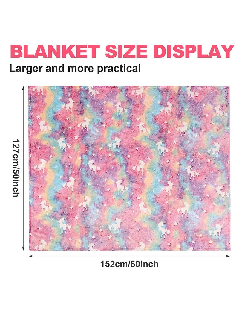 JOMILA Glow in The Dark Blanket Unicorn Gifts for Girls Toys for 2 3 4 5 6 7 8 9 10 Year Old Girl Gifts Soft Kids Blankets  - Image 3