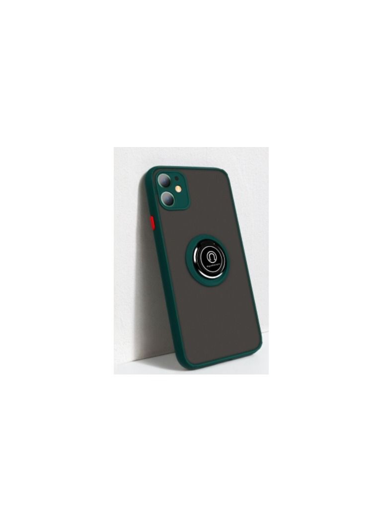 iPhone 11 Case, Protective Back Cover Ring with Magnet Case for iPhone 11 Green 6.7"