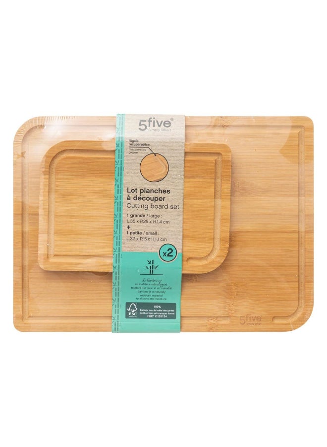 Five Simply Smart 2-Piece Rectangular Bamboo Cutting Board Set Brown  189699 - Image 1