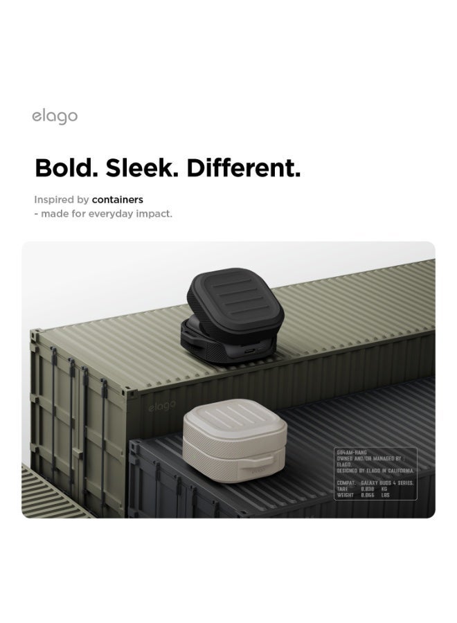 Elago Armor Hang for Samsung Galaxy Buds 4 and Galaxy Buds 4 Pro Case Cover with Carabiner - Black - Image 3