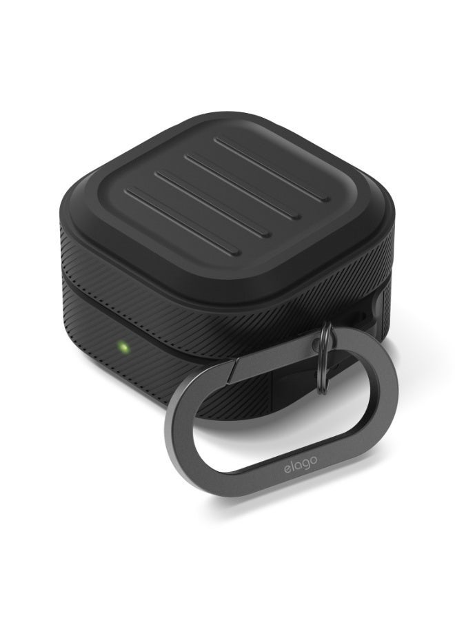 Elago Armor Hang for Samsung Galaxy Buds 4 and Galaxy Buds 4 Pro Case Cover with Carabiner - Black - Image 1