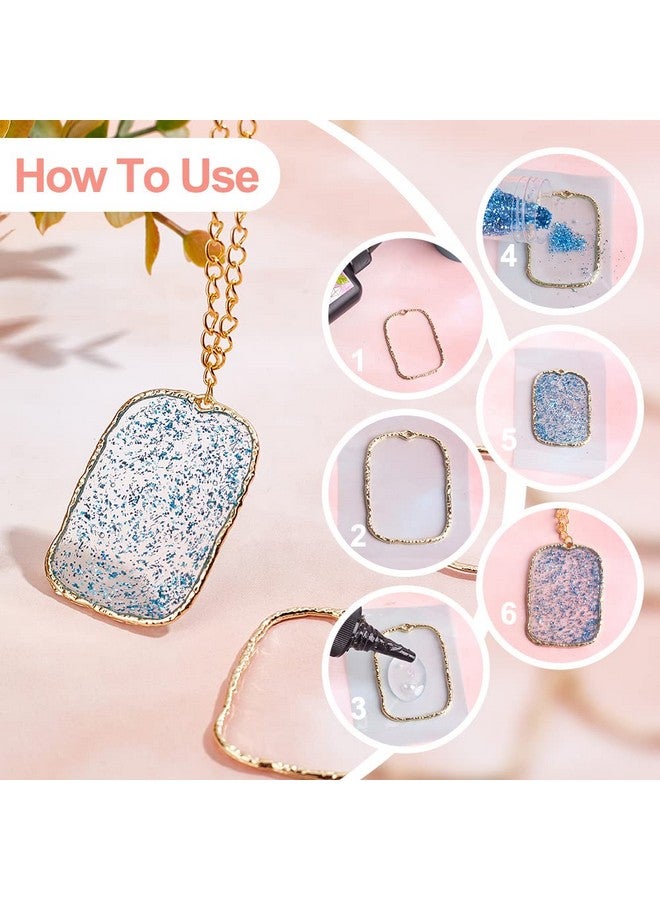 CHGCRAFT 48Pcs 2 Styles Open Back Bezel Pendants Geometric Hollow Frame Rectangle Ring Charms For Diy Uv Resin Pressed Flower Jewelry Making - Image 4