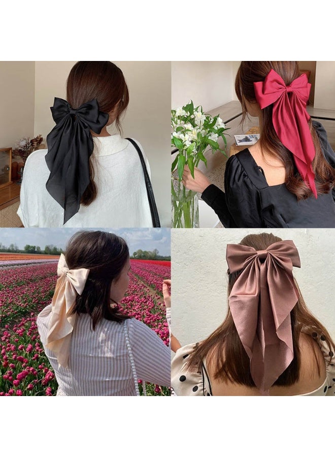 مشابك شعر كبيرة جدًا على شكل عقدة فيونكة مع شريط طويل للنساء والفتيات - Image 3