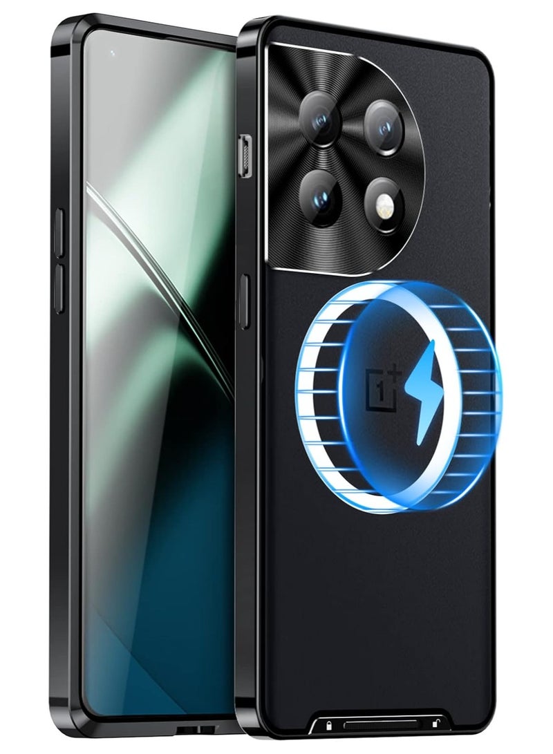 general Case Compatible with OnePlus 12, Metal Frame Bumper Case Matte PC Back Cover Ultra Thin Case with Lens Protection Support Magnetic Wireless Charging for OnePlus 12 5G - Image 1