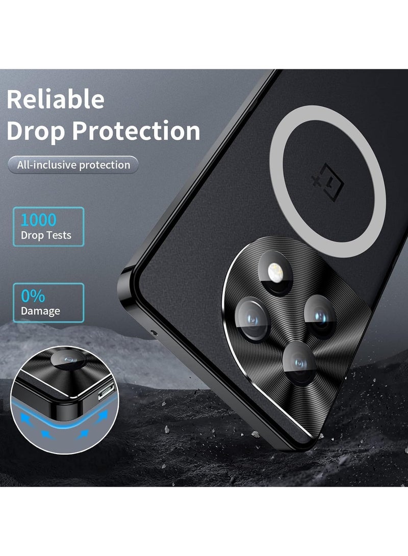 general Case Compatible with OnePlus 12, Metal Frame Bumper Case Matte PC Back Cover Ultra Thin Case with Lens Protection Support Magnetic Wireless Charging for OnePlus 12 5G - Image 2