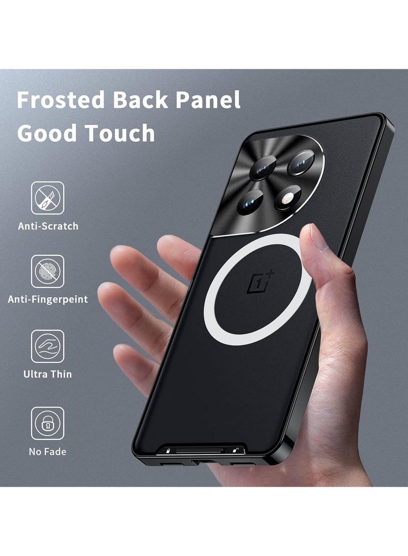 general Case Compatible with OnePlus 12, Metal Frame Bumper Case Matte PC Back Cover Ultra Thin Case with Lens Protection Support Magnetic Wireless Charging for OnePlus 12 5G - Image 3