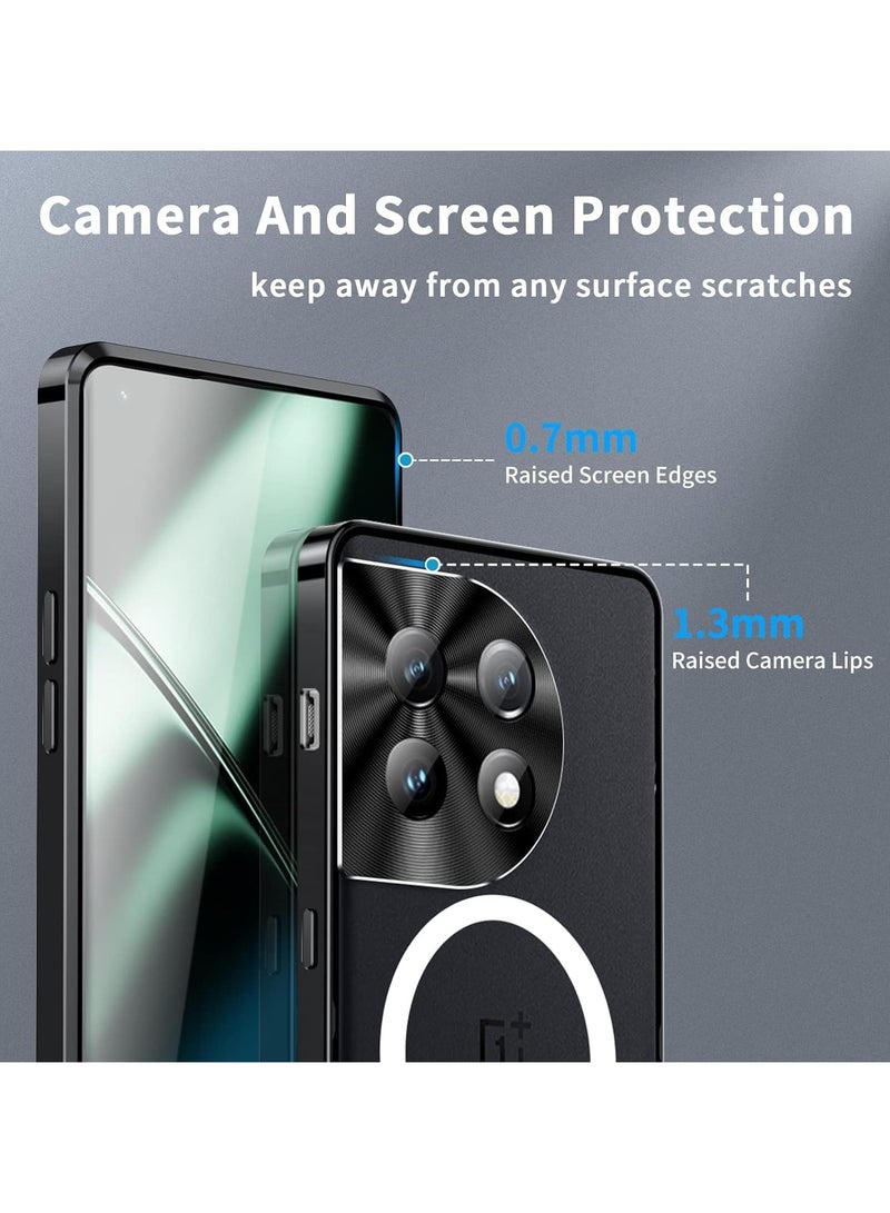 general Case Compatible with OnePlus 12, Metal Frame Bumper Case Matte PC Back Cover Ultra Thin Case with Lens Protection Support Magnetic Wireless Charging for OnePlus 12 5G - Image 5
