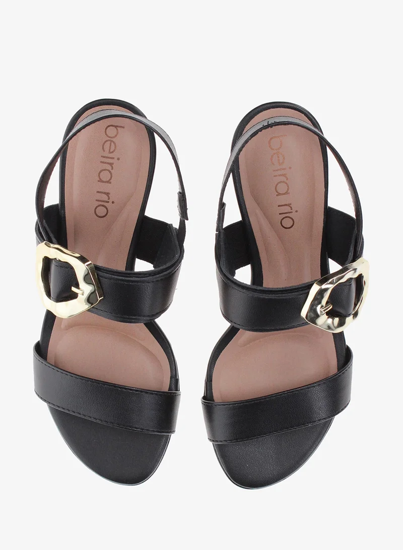 Beira Rio Black Beira Rio Women’s Mid Heel Sandals – Stylish Everyday Wear with Comfortable Support for Women | Best Price UAE