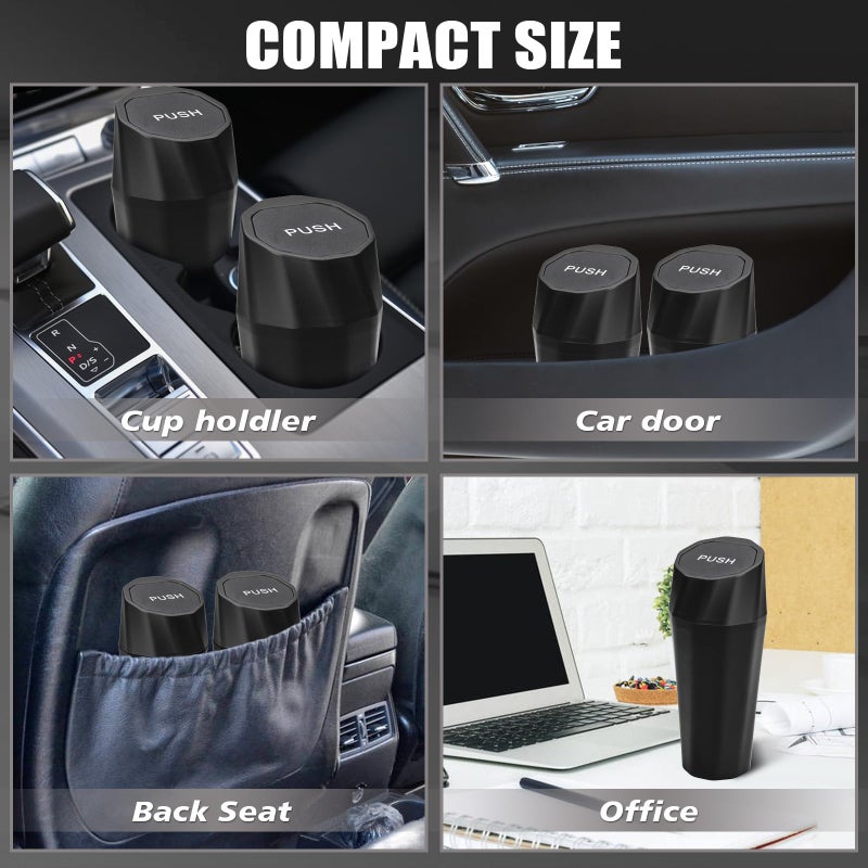 SGLRT Car Trash Can Bin with Lid - Car Garbage Can with 20pcs Trash Bags for Cup Holder - Black Leakproof Mini Vehicle Trash Bin for SUV Truck - Small Car Organizers and Storage for Door Front Back Seat - Image 3