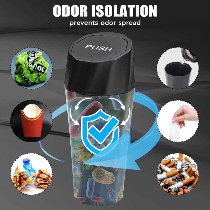 SGLRT Car Trash Can Bin with Lid - Car Garbage Can with 20pcs Trash Bags for Cup Holder - Black Leakproof Mini Vehicle Trash Bin for SUV Truck - Small Car Organizers and Storage for Door Front Back Seat - Image 4
