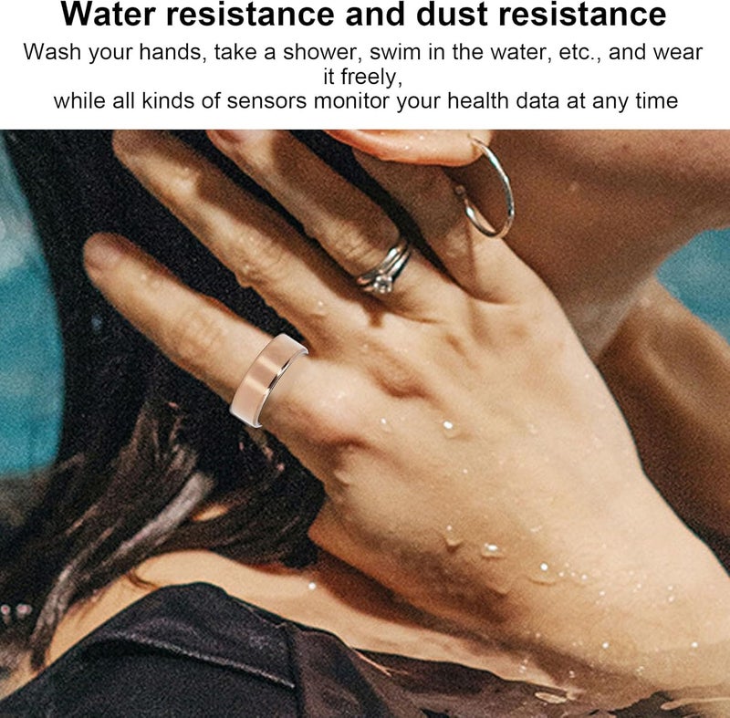 حلقة ، حلقة اللياقة البدنية الذكية من الفولاذ المقاوم للصدأ ، مقاومة للماء ، مع كابل الشحن ، متوافقة مع Android و iOS. الذهب - Image 3