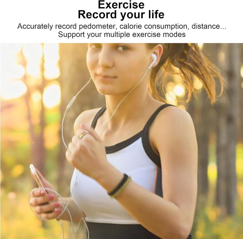 حلقة ، حلقة اللياقة البدنية الذكية من الفولاذ المقاوم للصدأ ، مقاومة للماء ، مع كابل الشحن ، متوافقة مع Android و iOS. الذهب - Image 4