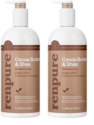 RENPURE Cocoa Butter and Shea UltraHydrating Body Lotion Rich and Silky Formula Improves Natural Moisture Barrier Protects and Nourishes Leaves Skin Feeling Soft and Smooth 24 oz