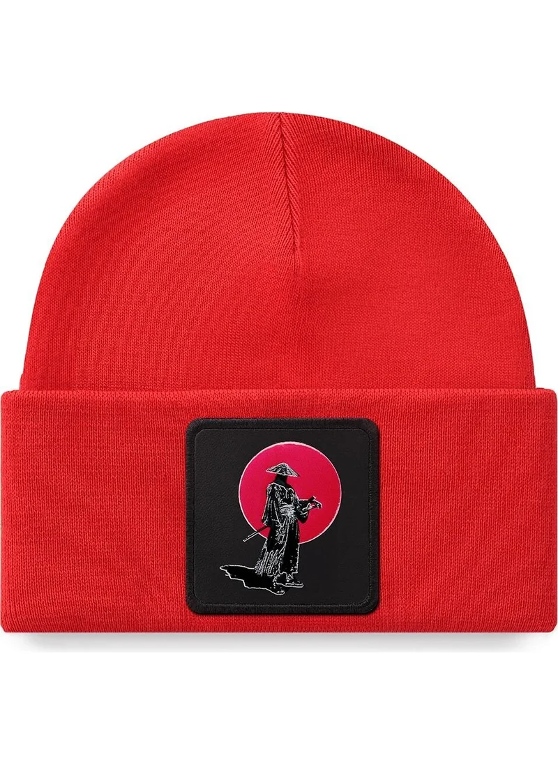 Black Börk V1 Acrylic Samurai - Unisex Red Beret (Beanie) with 10 Code Logo