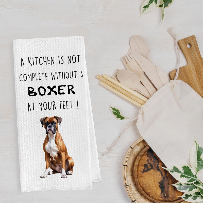 Geqtt Geqtt Boxer Dog Dish Towels Set - Funny Boxer Dog Gifts Decorative Waffle Weave Kitchen Towels  Boxer Dog Hand Towels  Boxer Dog Tea Towels  Boxer Dog Gifts (16?24 Inches  Set of 2) - Image 3