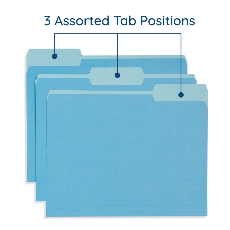 Blue Summit Supplies 100 Blue Summit Supplies Colored File Folders - Ocean Tone Colors, 1/3 Cut Tabs, Letter Size, 11pt Durable Paper, Decorative Colored File Folders for Files, 100 Pack - Image 4
