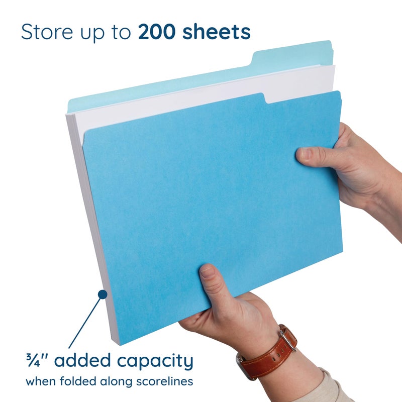 Blue Summit Supplies 100 Blue Summit Supplies Colored File Folders - Ocean Tone Colors, 1/3 Cut Tabs, Letter Size, 11pt Durable Paper, Decorative Colored File Folders for Files, 100 Pack - Image 3
