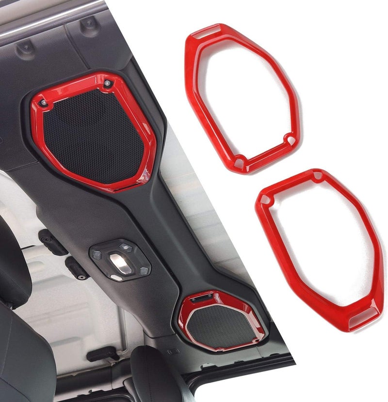 JeCar Car Top Roof Speaker Frame Trim Cover for 2018-2021 Jeep Wrangler JL JLU Gladiator JT (Red) - Image 1
