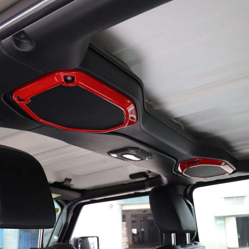 JeCar Car Top Roof Speaker Frame Trim Cover for 2018-2021 Jeep Wrangler JL JLU Gladiator JT (Red) - Image 4