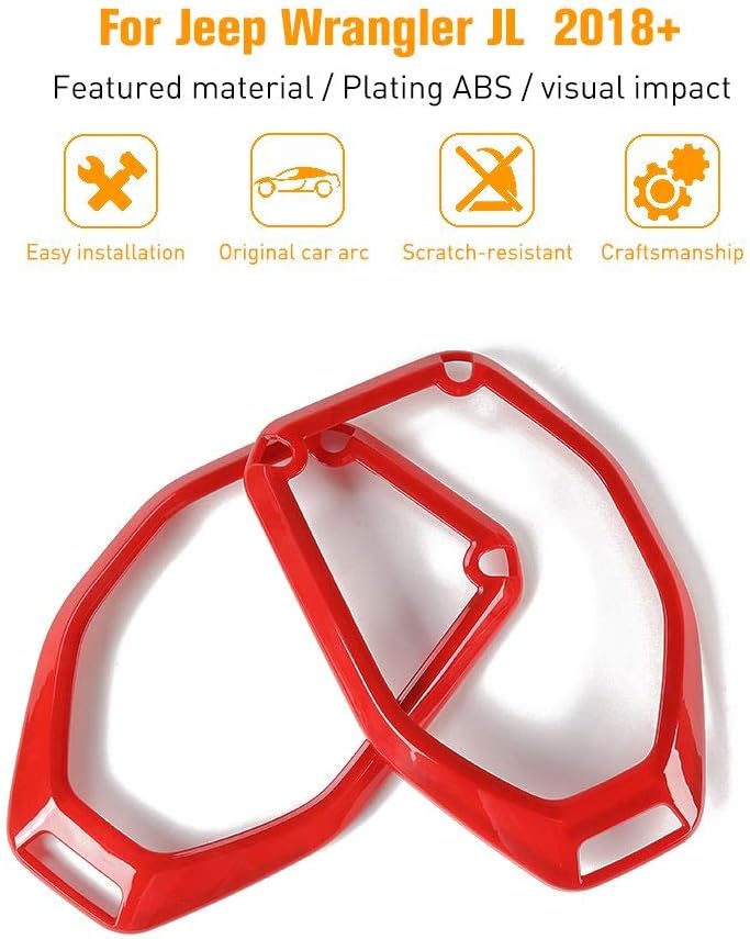 JeCar Car Top Roof Speaker Frame Trim Cover for 2018-2021 Jeep Wrangler JL JLU Gladiator JT (Red) - Image 2