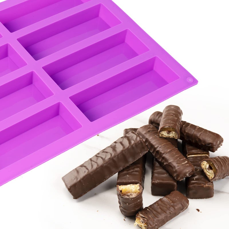 Goensjt 3 Pack Granola Bar Mold Silicone Mold,8 Cavity Rectangle Energy Bar Mold,Cereal Bar Molds for Ganache, Chocolate Bar, Truffles, Cheesecake - Image 4