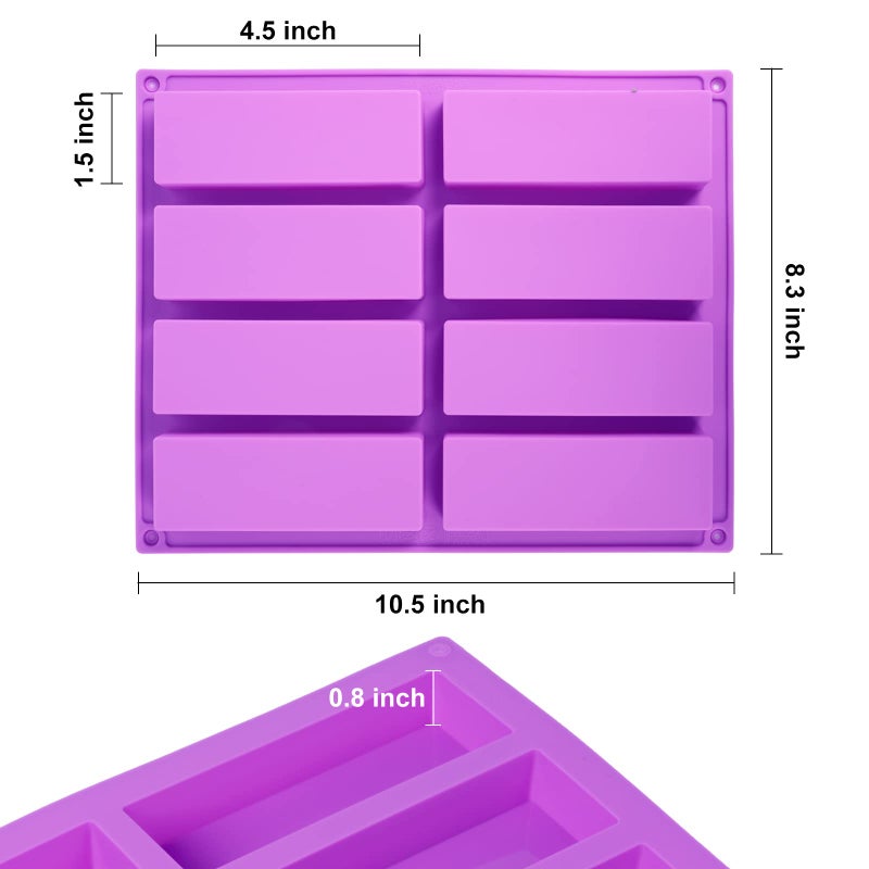 Goensjt 3 Pack Granola Bar Mold Silicone Mold,8 Cavity Rectangle Energy Bar Mold,Cereal Bar Molds for Ganache, Chocolate Bar, Truffles, Cheesecake - Image 2