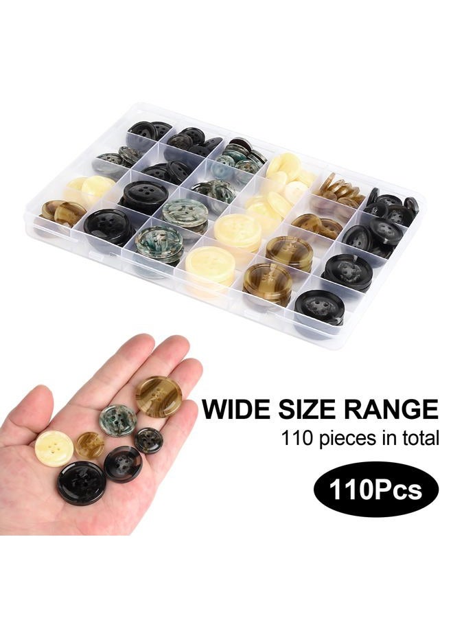 OELFFOW 110Pcs Mixed Sewing Buttons, 4-Hole Craft Round Blazer Buttons, 5 Color 3 Size (15mm, 20mm, 25mm) Suit Coats Resin Button, Suitable for Variety Clothing Sewing, DIY Craft (Style A) - Image 4