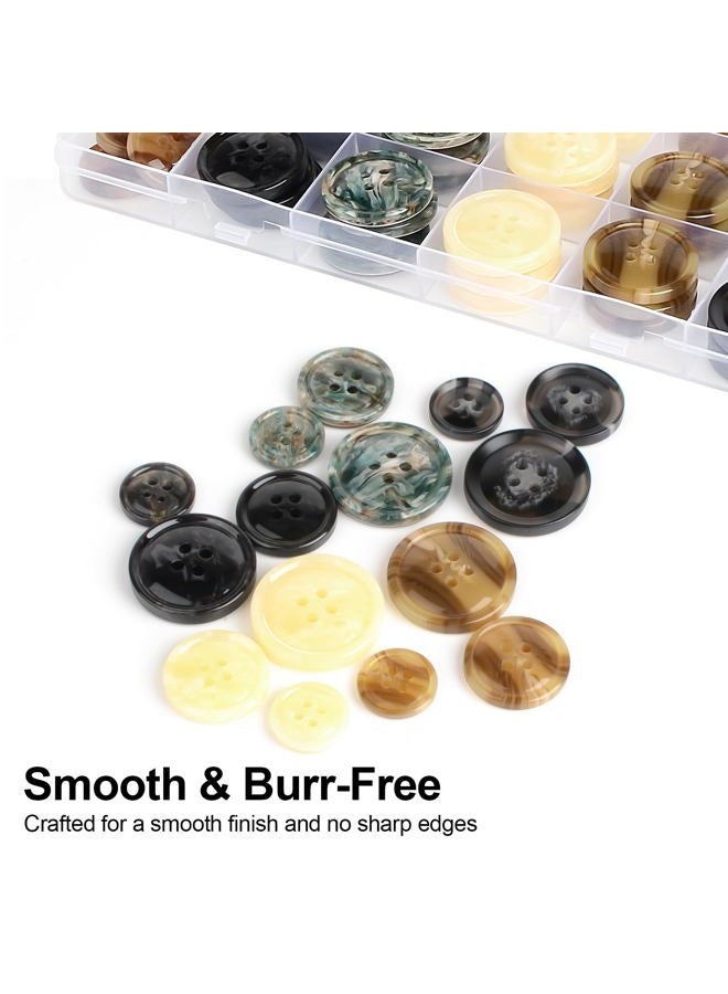 OELFFOW 110Pcs Mixed Sewing Buttons, 4-Hole Craft Round Blazer Buttons, 5 Color 3 Size (15mm, 20mm, 25mm) Suit Coats Resin Button, Suitable for Variety Clothing Sewing, DIY Craft (Style A) - Image 5