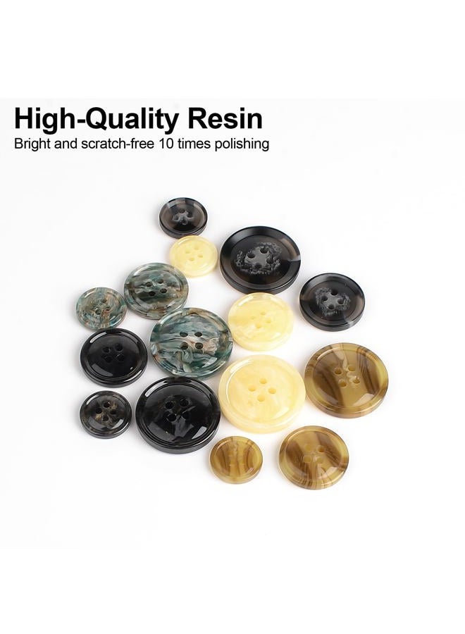 OELFFOW 110Pcs Mixed Sewing Buttons, 4-Hole Craft Round Blazer Buttons, 5 Color 3 Size (15mm, 20mm, 25mm) Suit Coats Resin Button, Suitable for Variety Clothing Sewing, DIY Craft (Style A) - Image 3